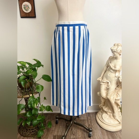 Vintage Dresses & Skirts - Vintage 90s Bold Striped Summer Midi Skirt